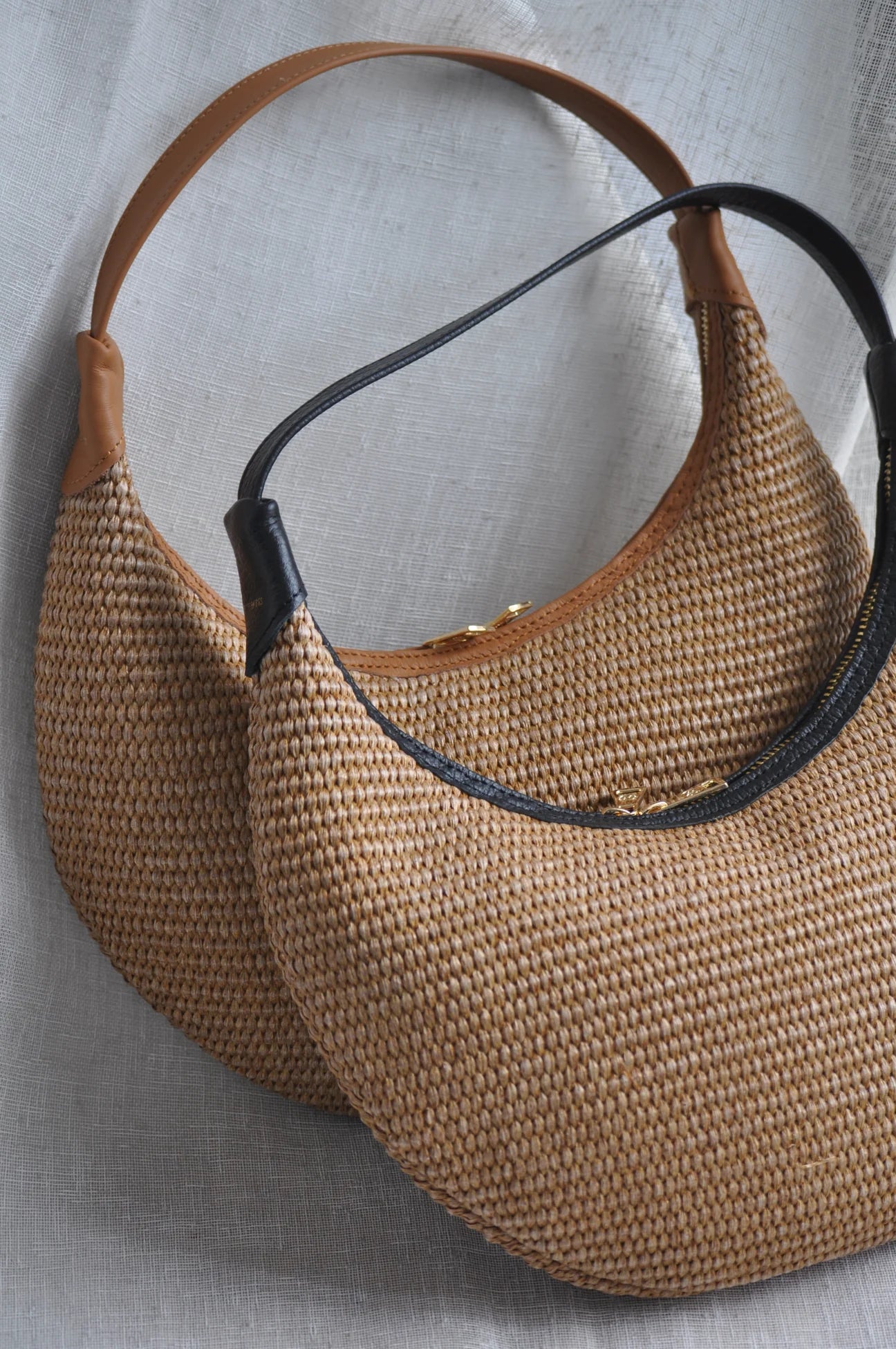 Ophelia Mini Raffia Shoulder Bag - Black