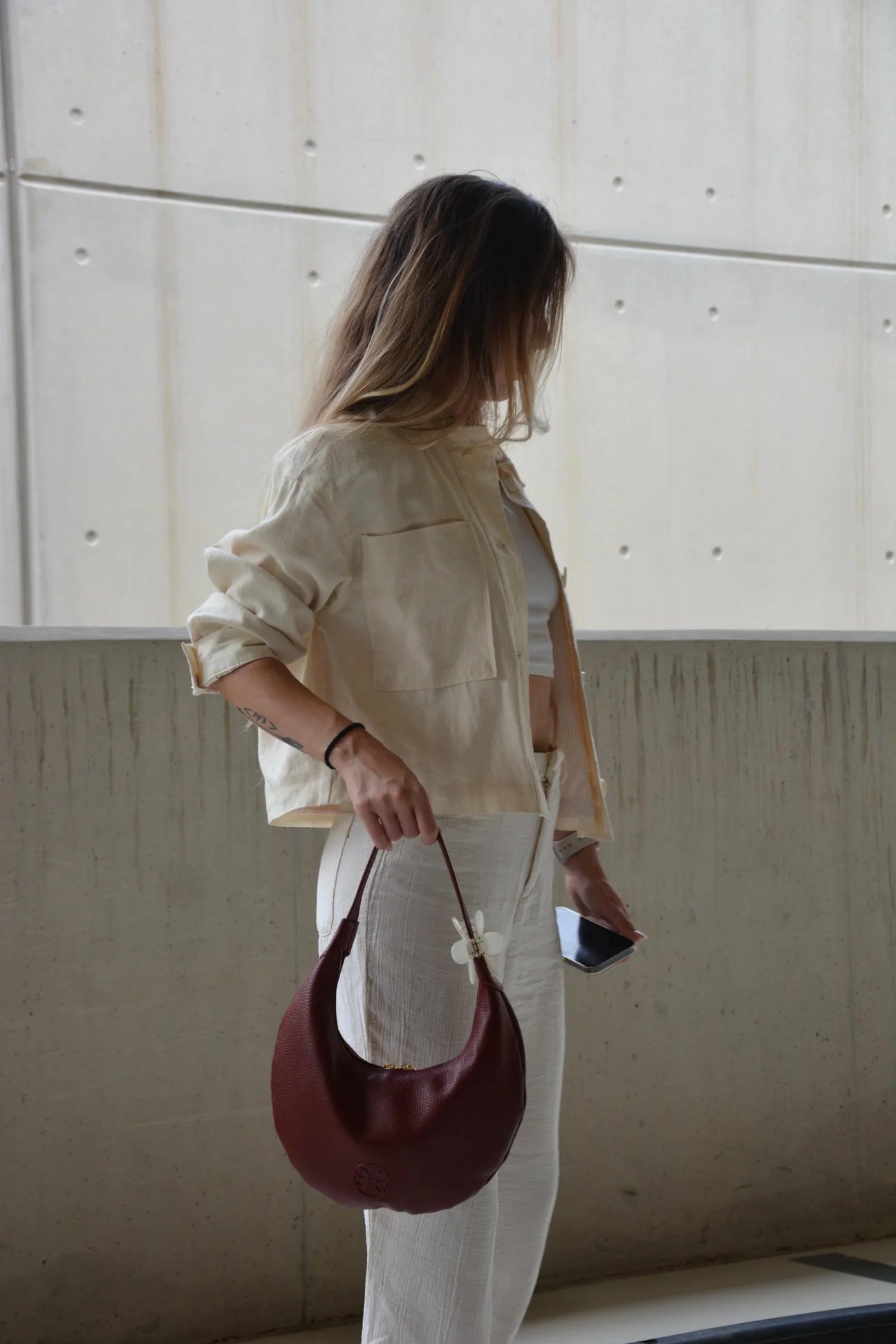 Ophelia Small Leather Shoulder Bag - Cherry Red