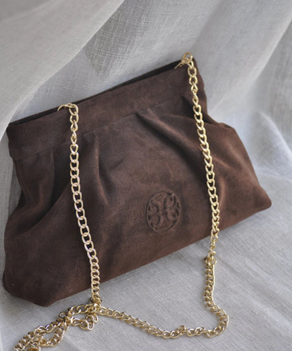 Kiss Mini Leather Pouch - Choco Suede