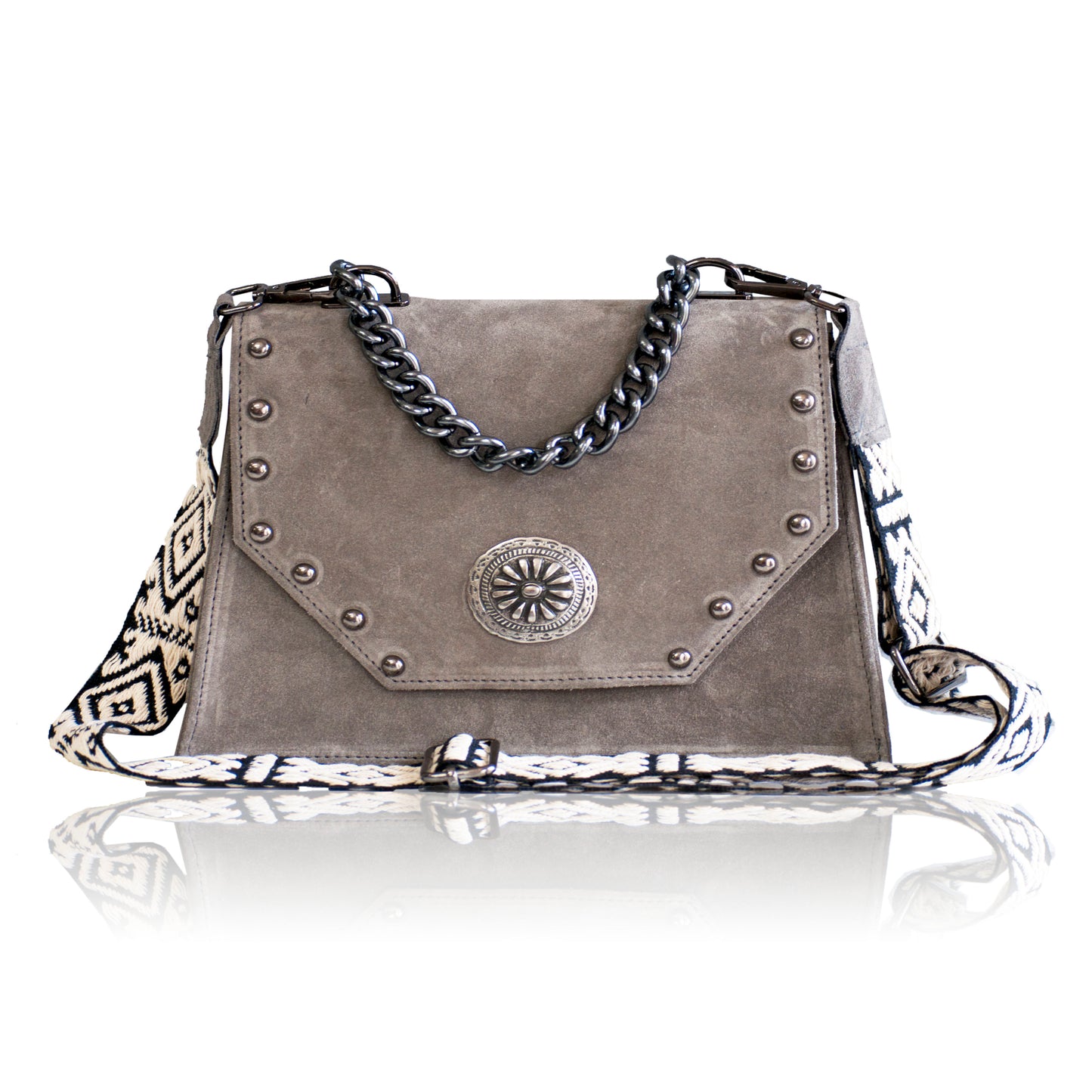 Chiara Leather Shoulder Bag - Gray