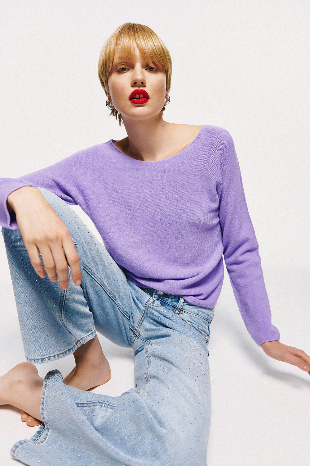 Soft Knitwear O-Neck | Lilac