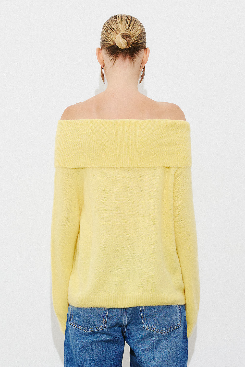 Alpaca Off Shoulder Pullover - Yellow