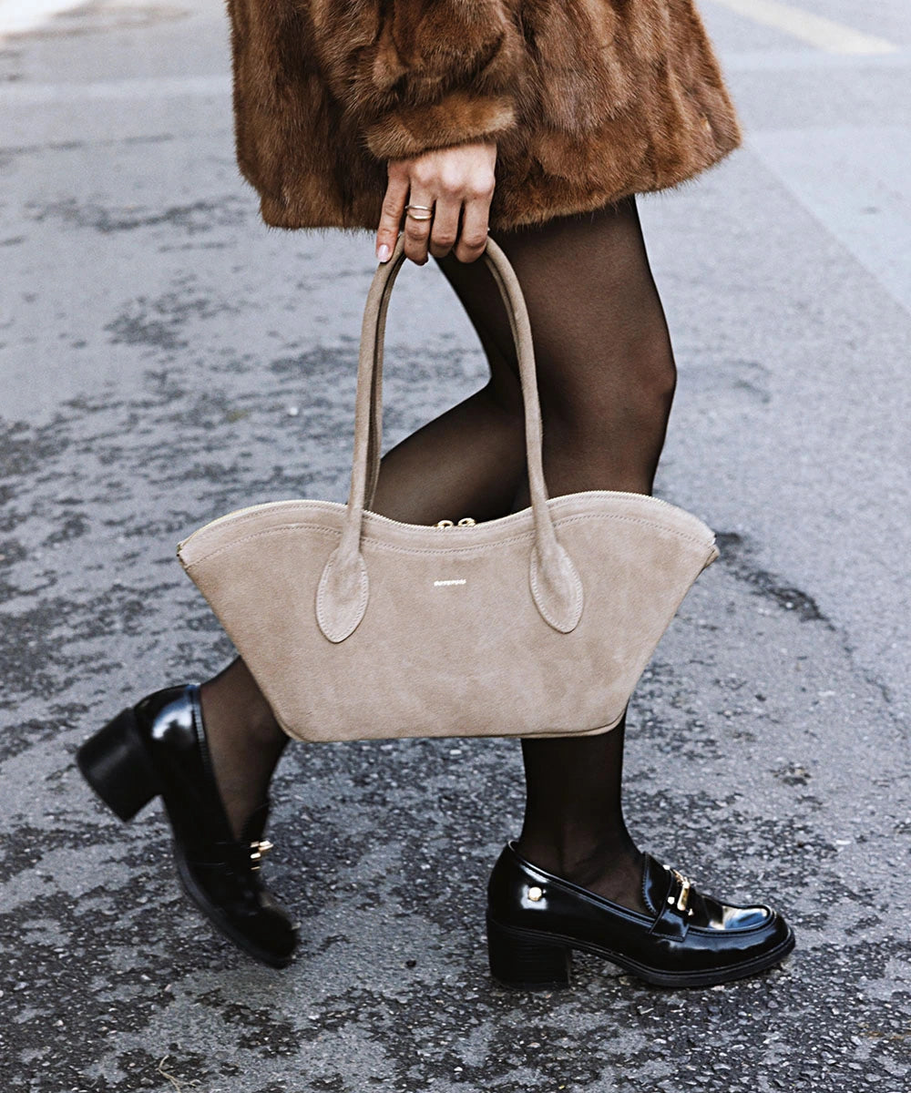 Bisou Small Leather Bag - Mocca Suede
