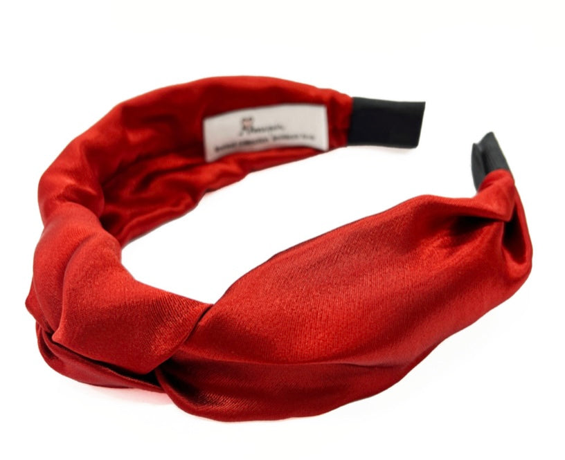 Satin Brick Red Knot Headband
