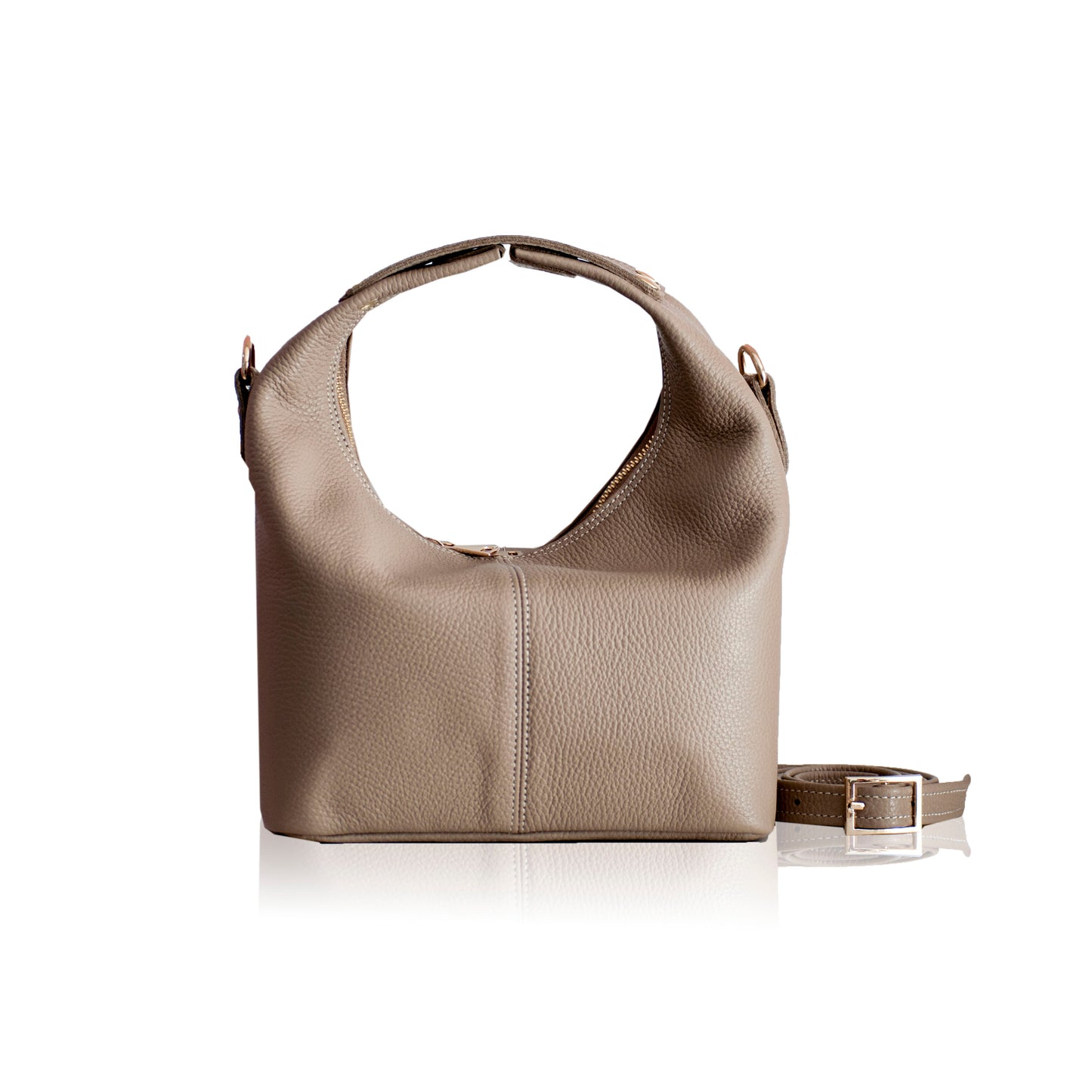 Mitsi Leather Handbag - Taupe