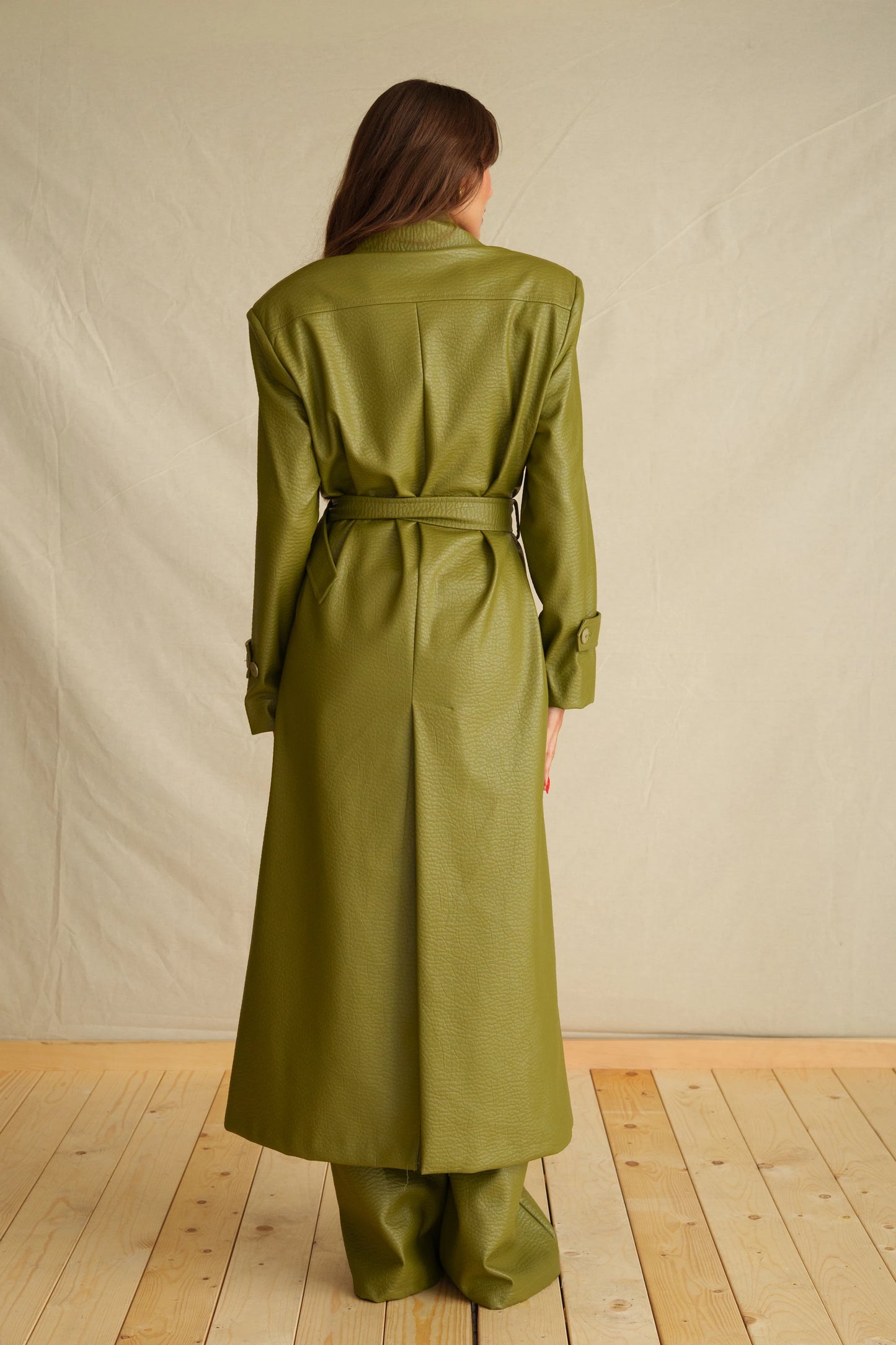 Evergreen Leather Maxi Coat