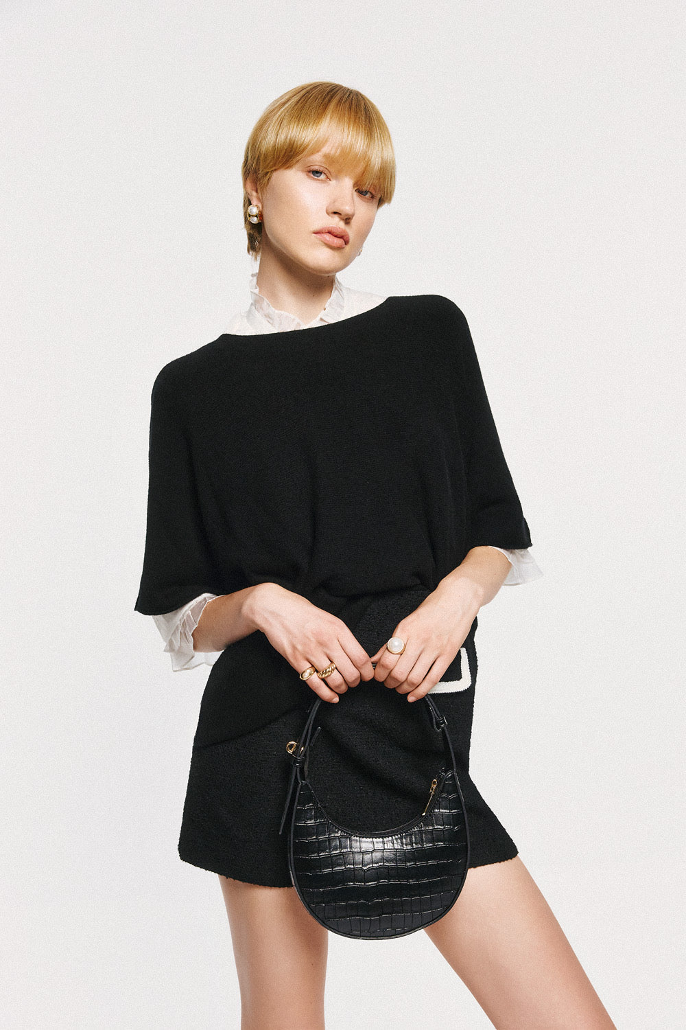 Soft Knitwear 3/4 Sleeve | Black