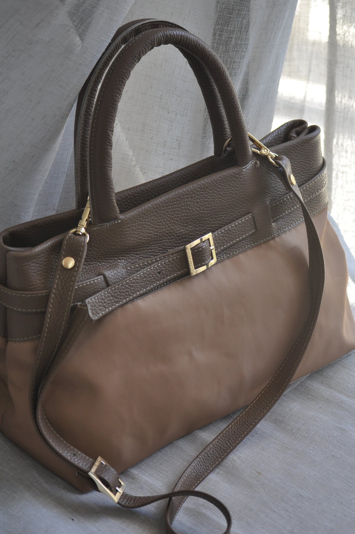 Emily Large Canvas Handbag - Biscotti