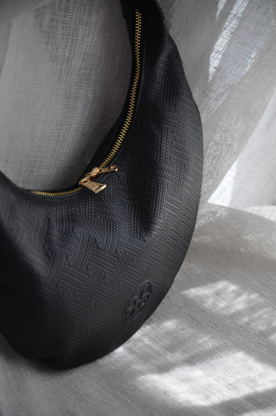 Ophelia Small Leather Shoulder Bag - Black Stamped
