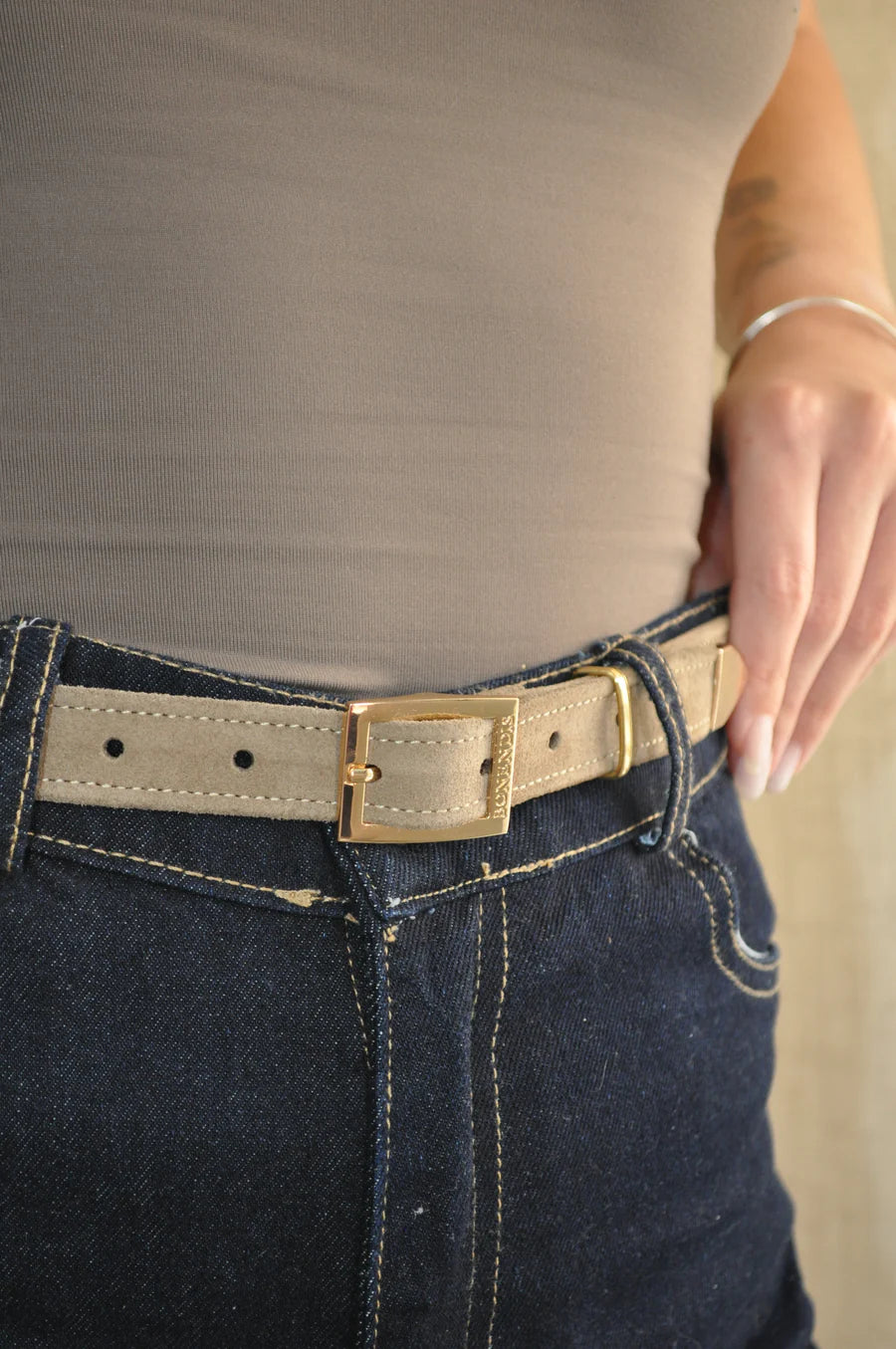 Bonendis Leather Belt - Mocca Suede