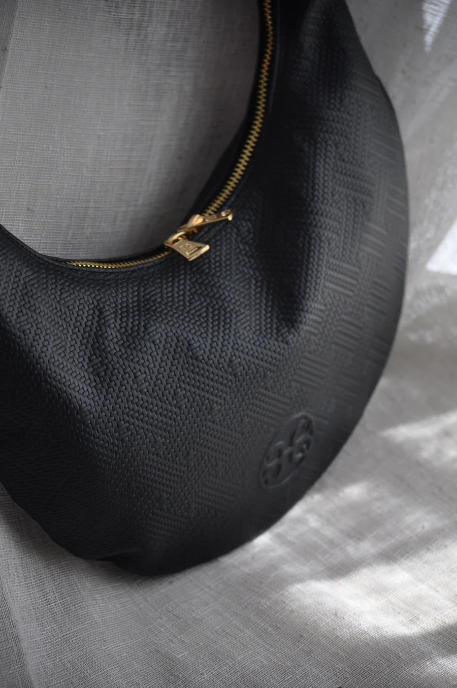 Ophelia Small Leather Shoulder Bag - Black Stamped