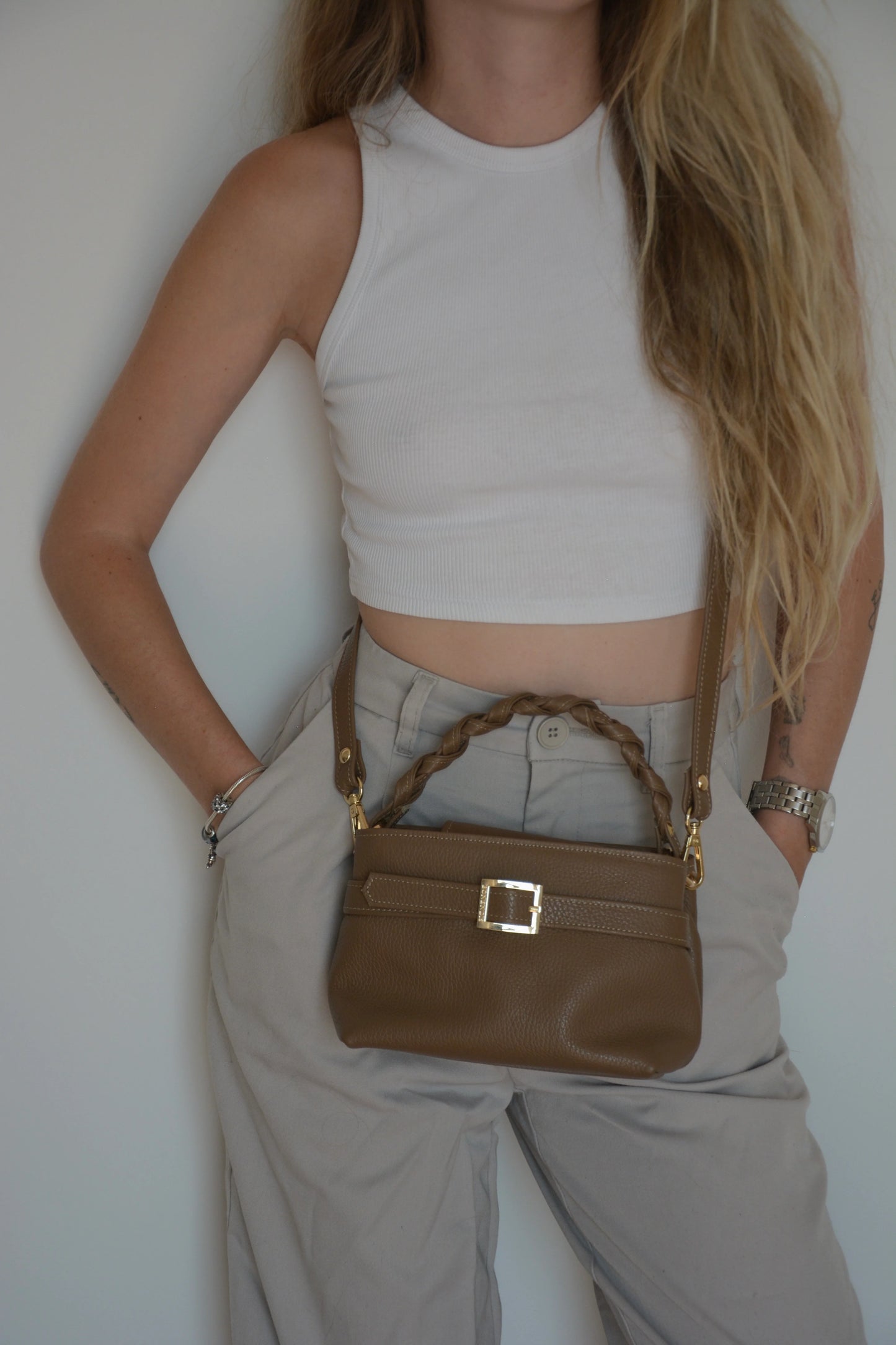 Emily 20 Leather Bag - Taupe