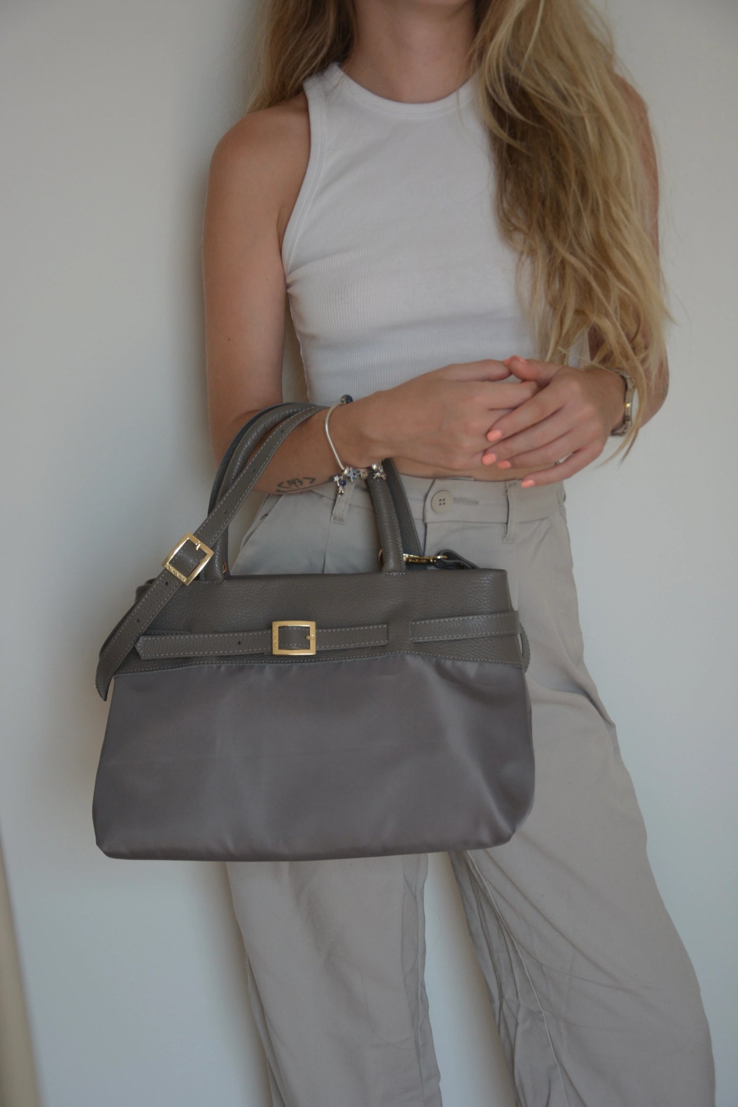 Emily Large Canvas Handbag -Ash