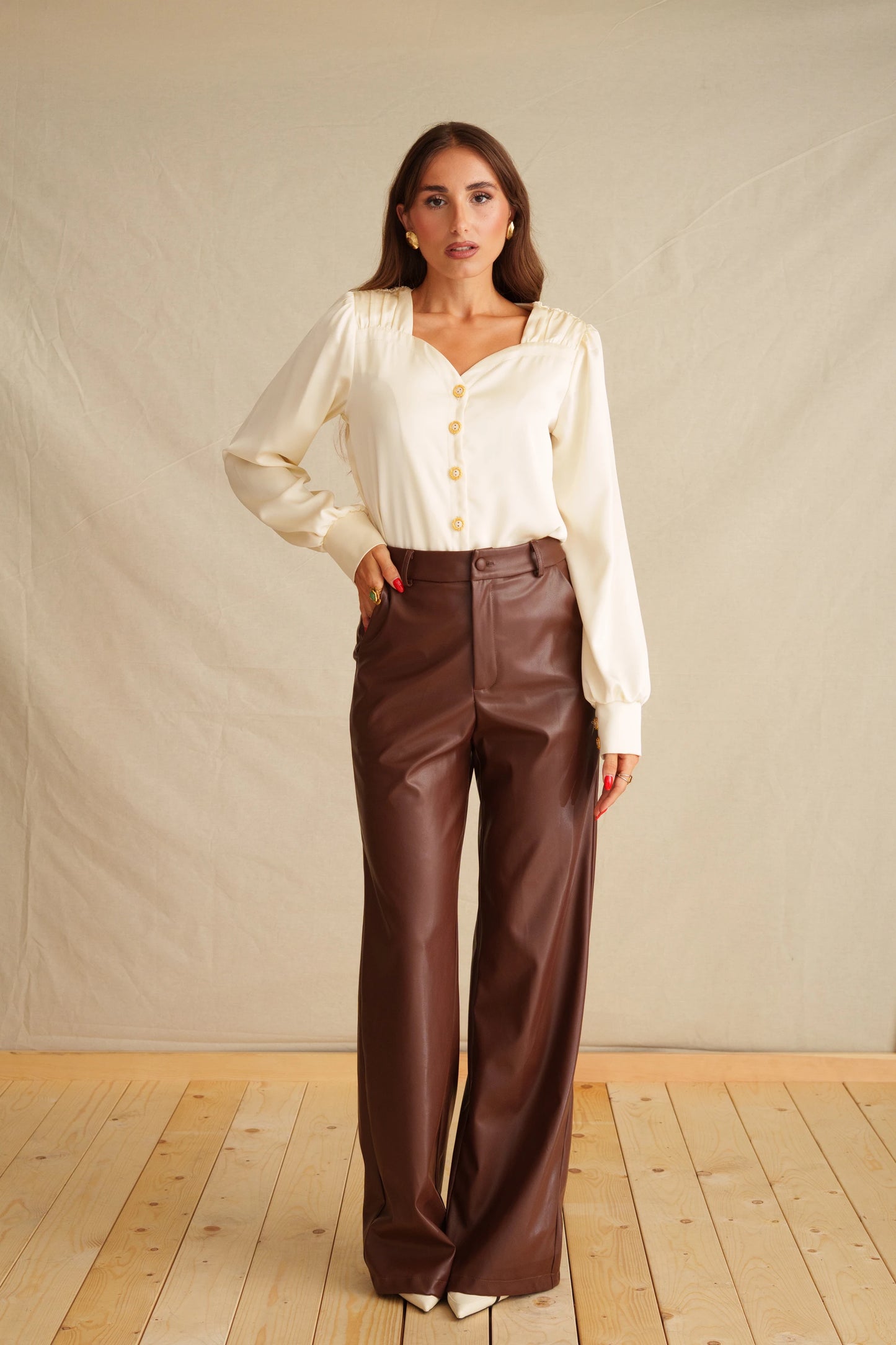 Walnut Brown Leather Pants