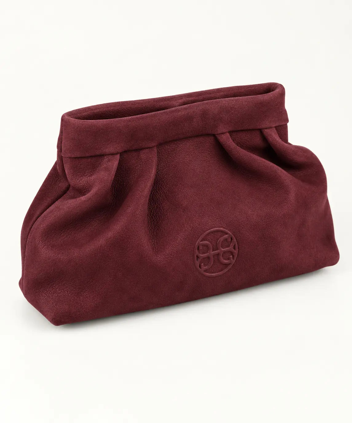 Kiss Mini Leather Pouch - Burgundy Suede