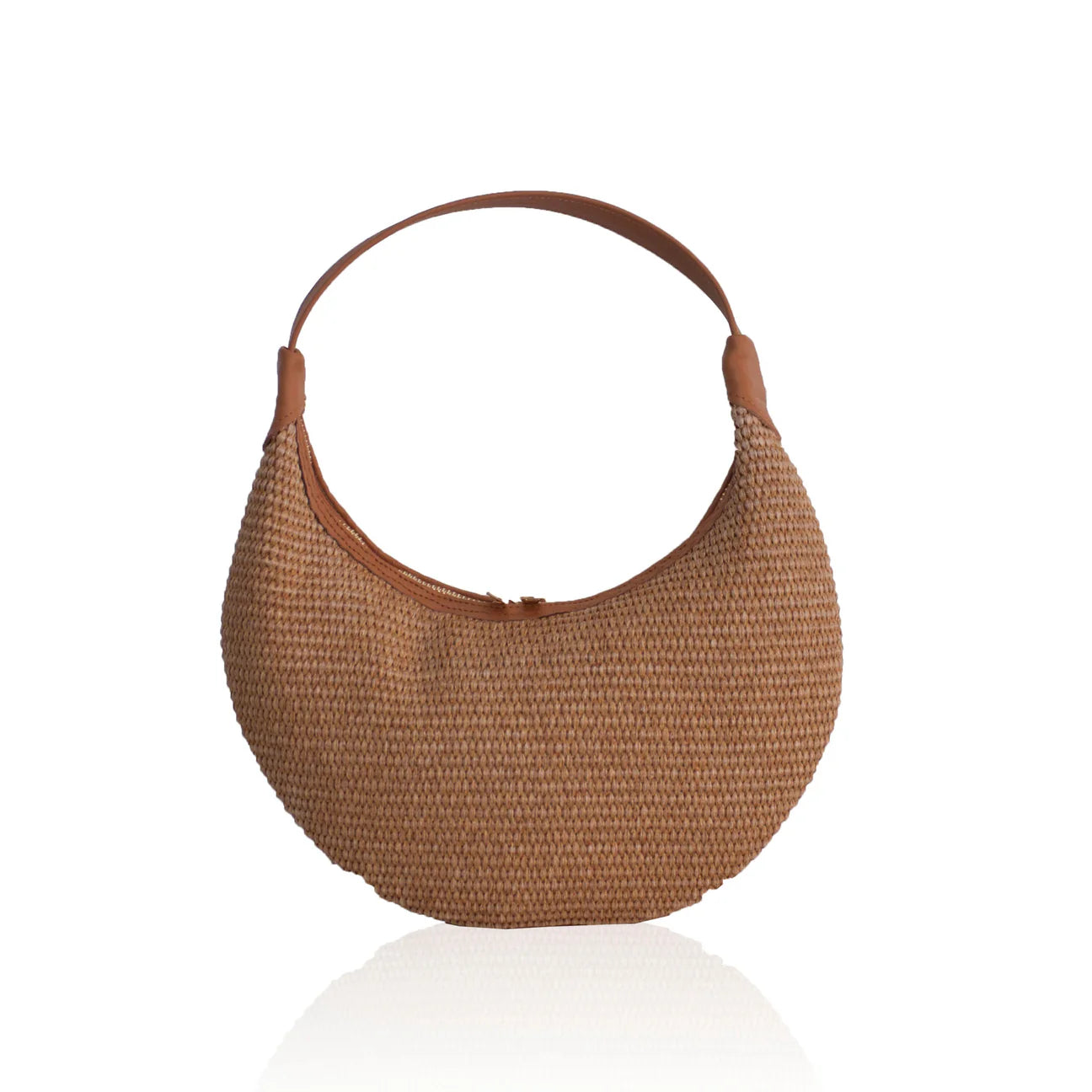 Ophelia Small Raffia Shoulder Bag - Tabac