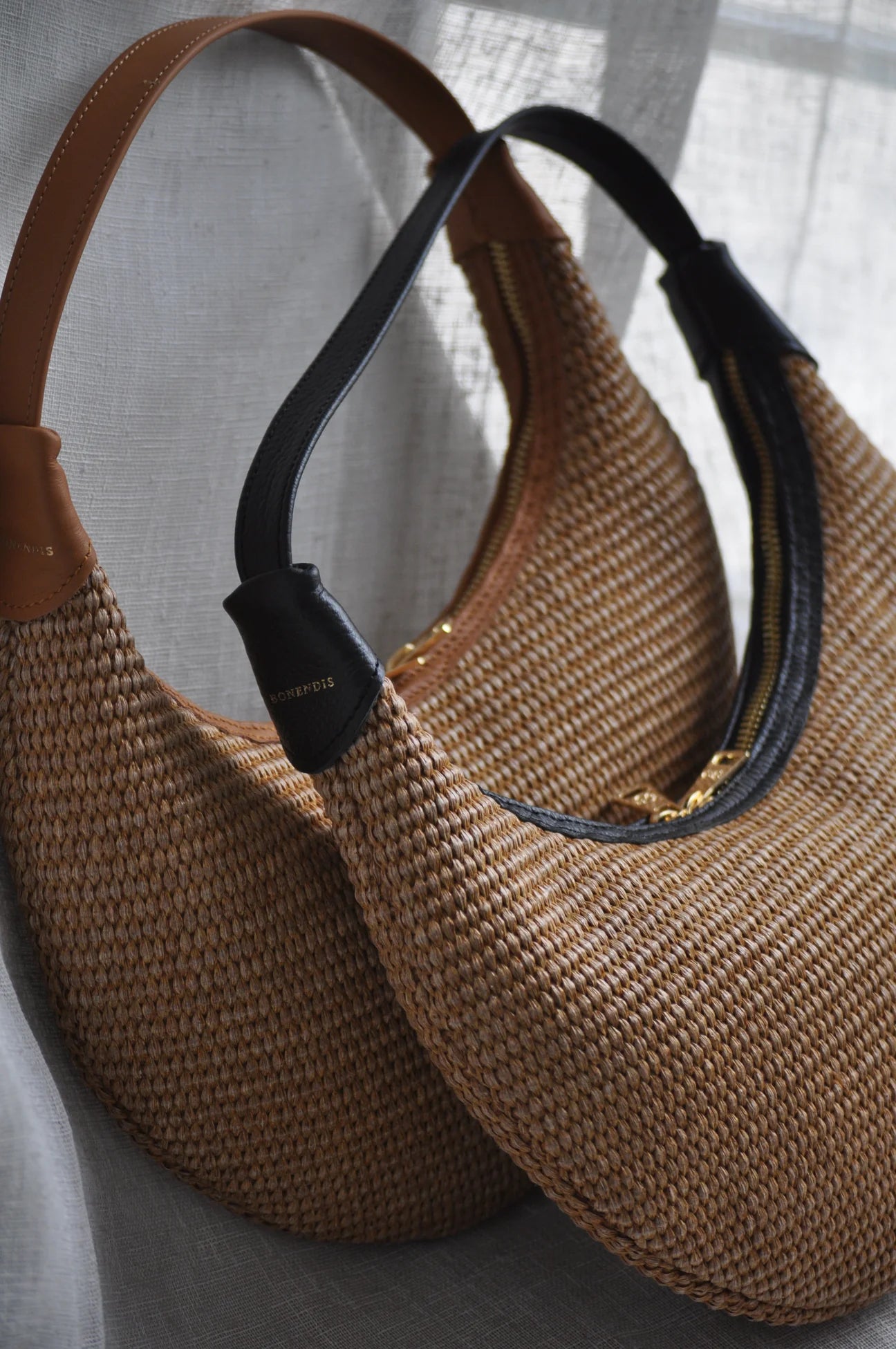 Ophelia Small Raffia Shoulder Bag - Tabac