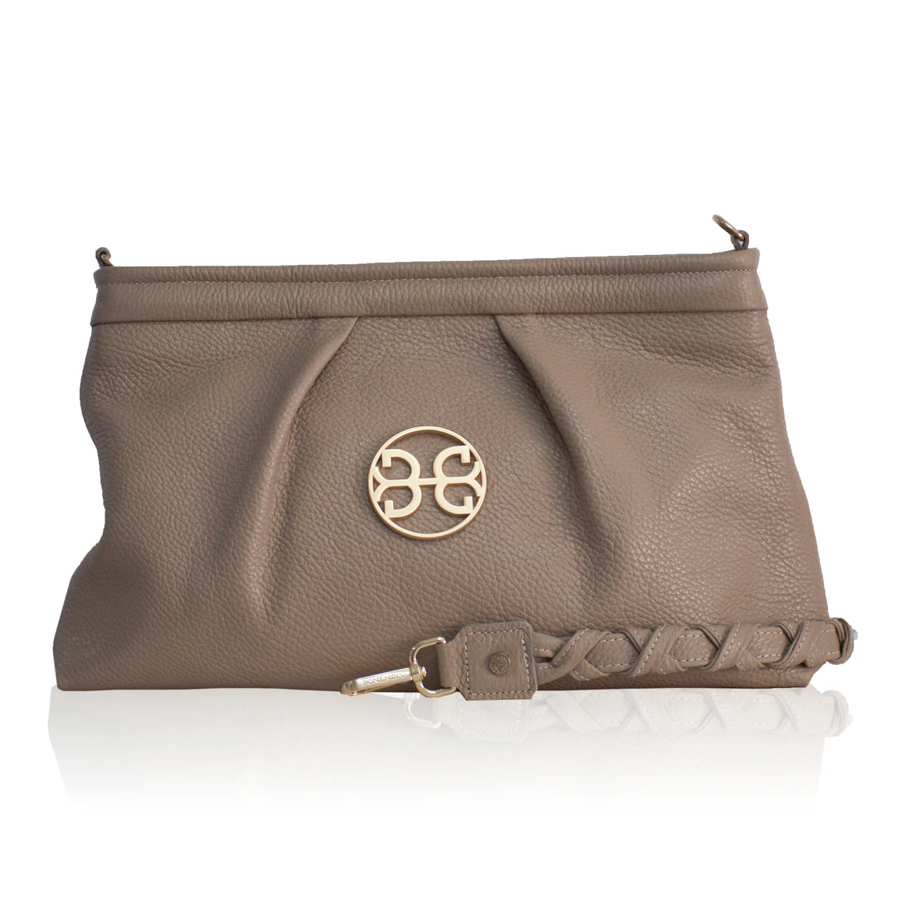 Kiss Large Leather Pouch - Taupe