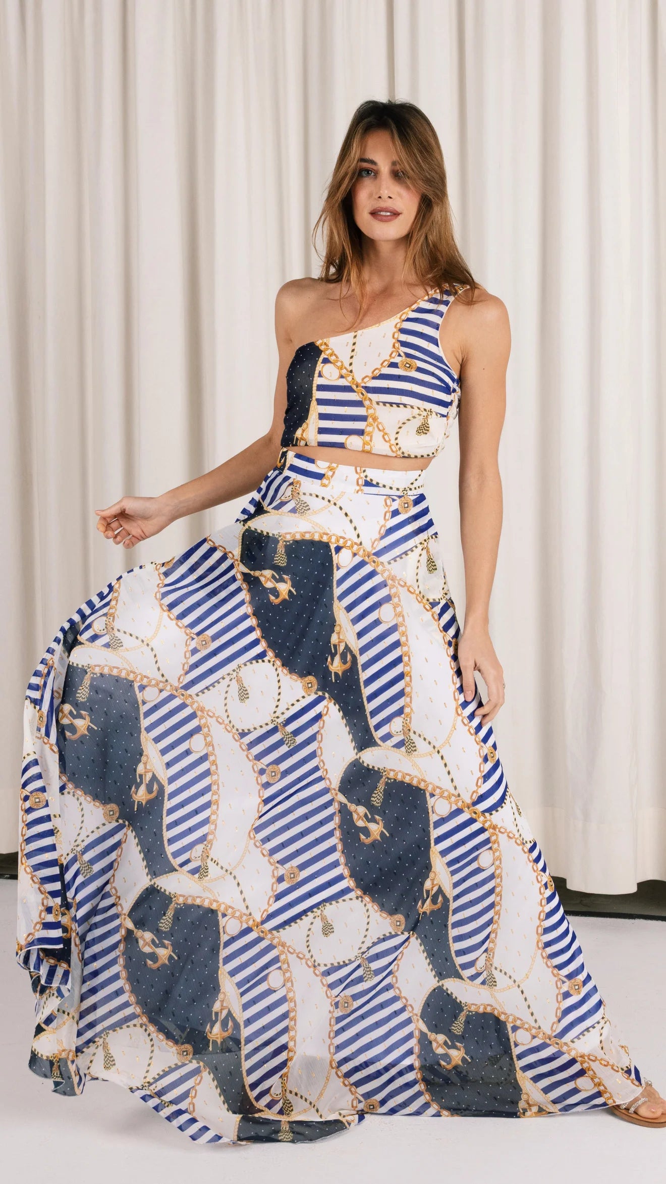 Navy One Shoulder Top