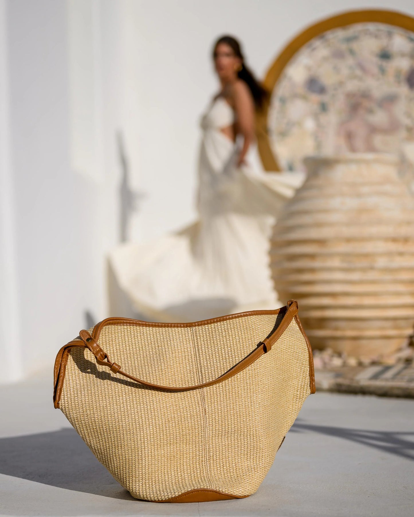Helena Raffia Shoulder Bag - Tabac