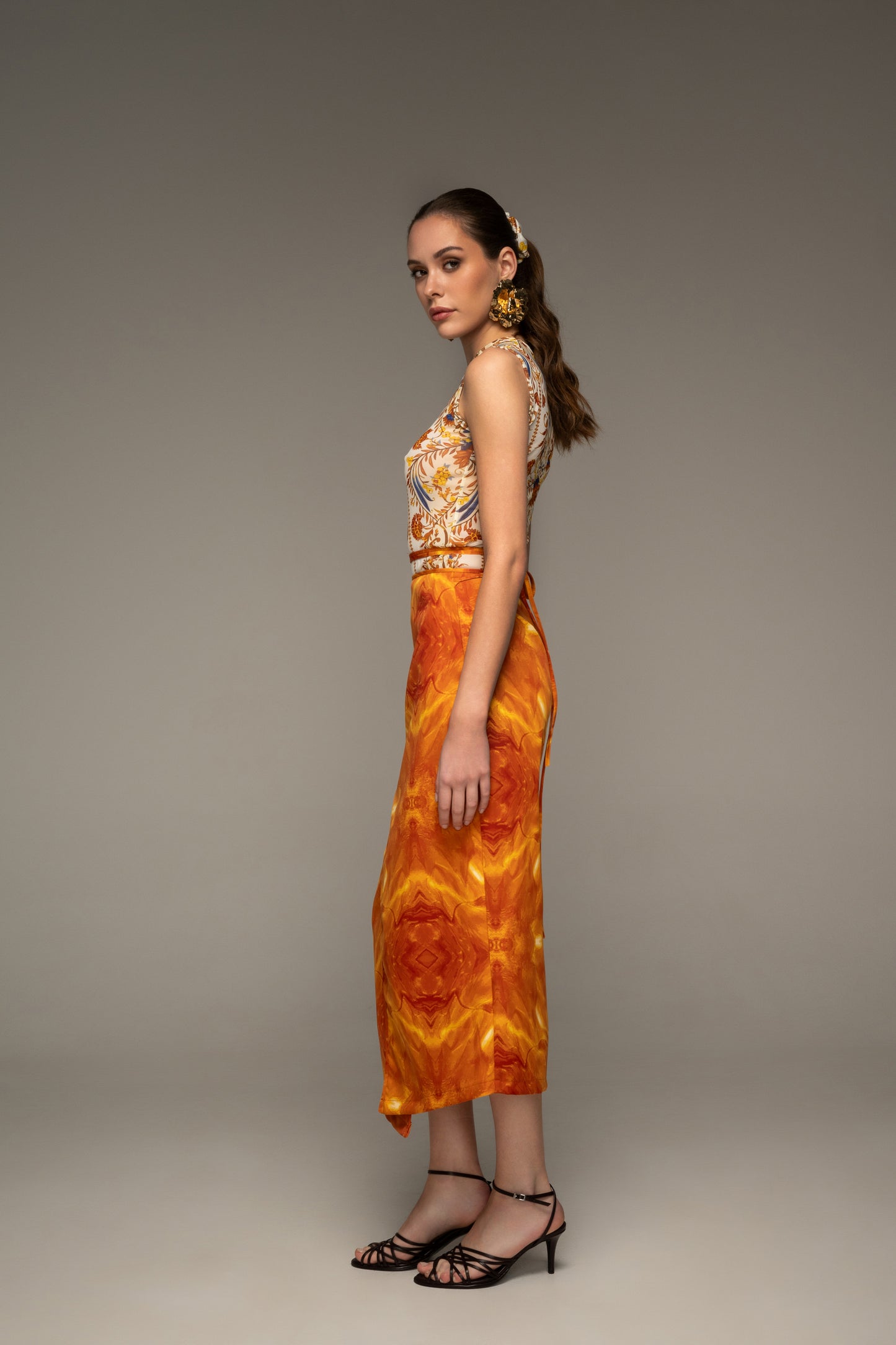 Waves Self-tie Wrap Skirt