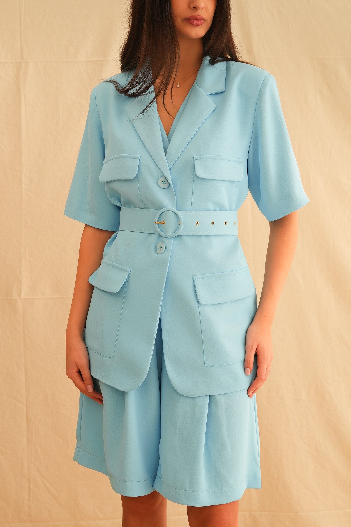 Azure Safari Blazer with belt