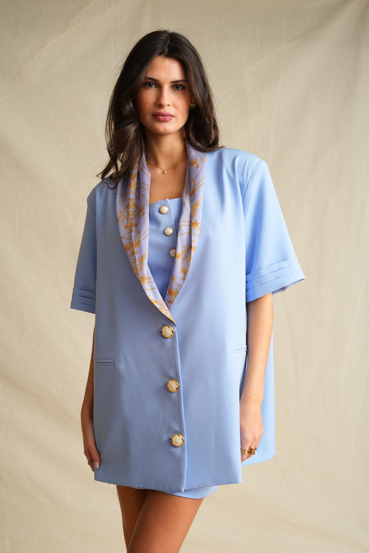 Light Blue Short Sleeve Blazer