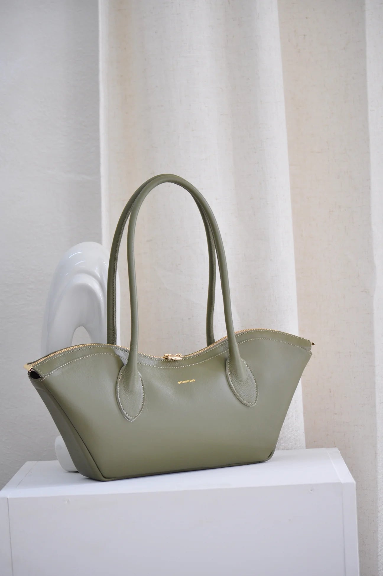 Bisou Small Leather Bag - Olive Green