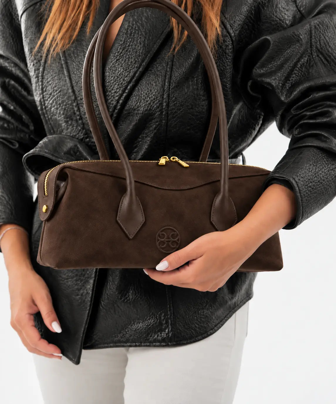 Lydia Leather Bag - Choco Suede