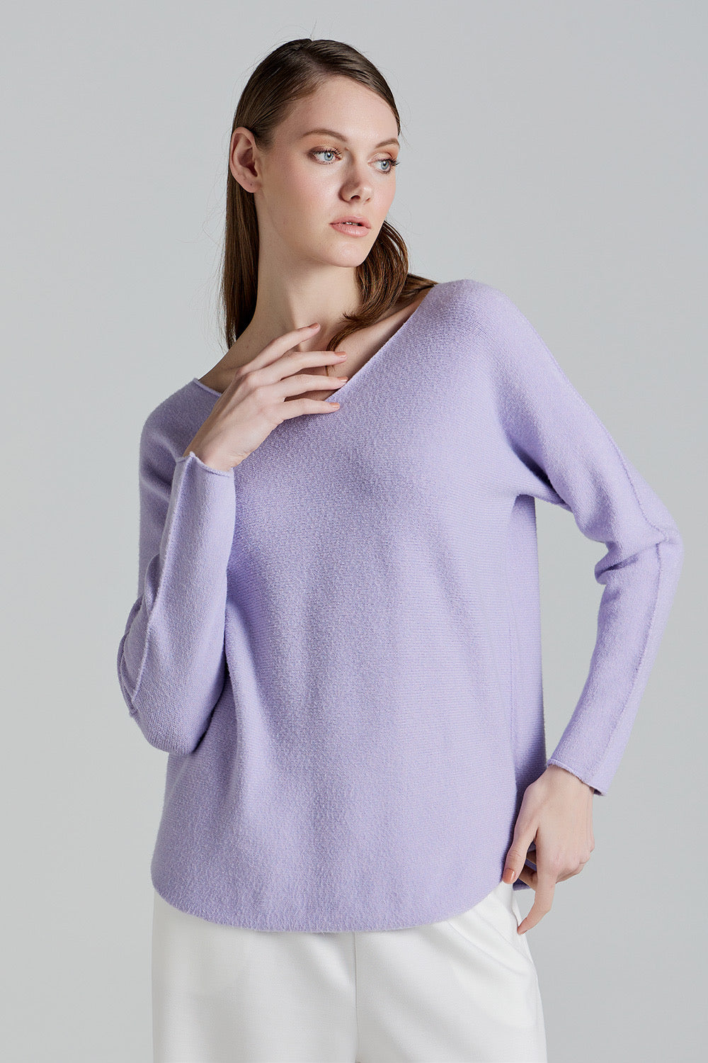 Soft Knitwear V-Neck | Lilac