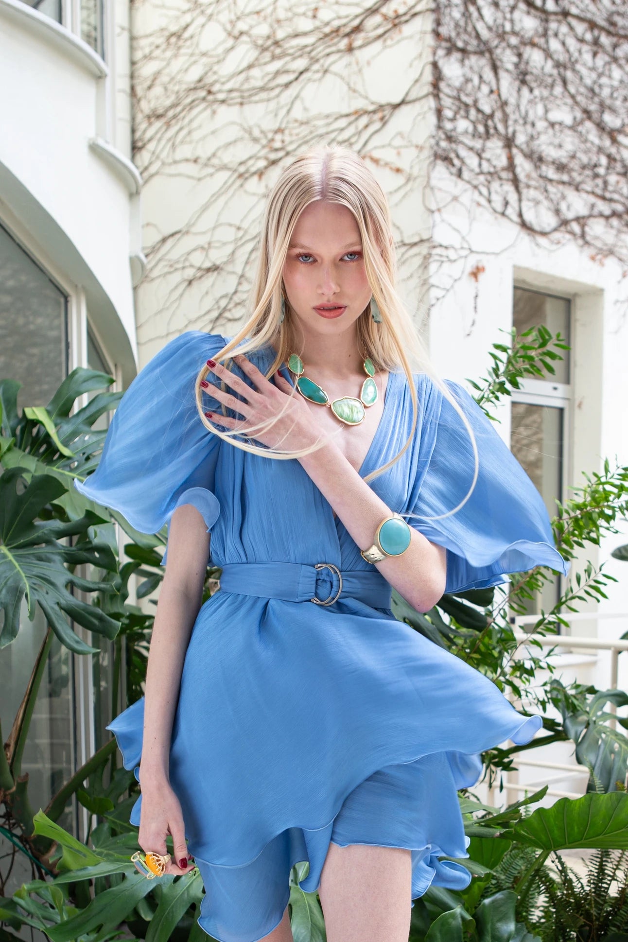 Sarah Mini Dress - Azure Blue