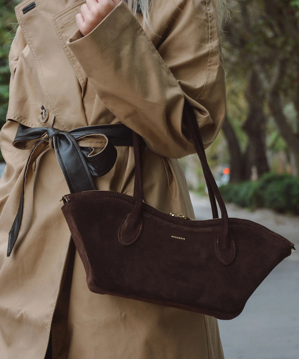 Bisou Small Leather Bag - Choco Suede