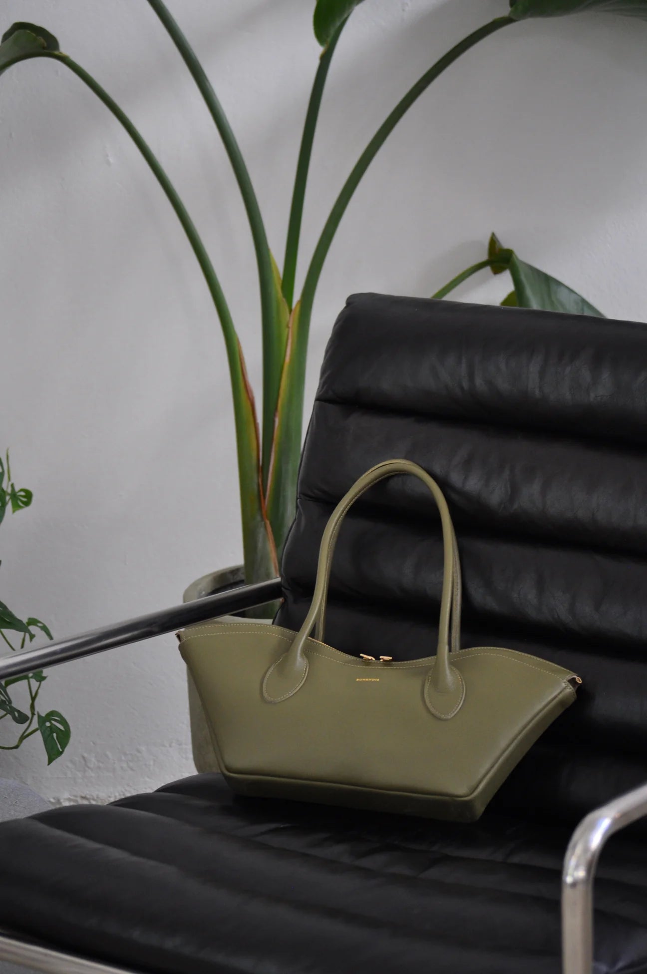 Bisou Small Leather Bag - Olive Green
