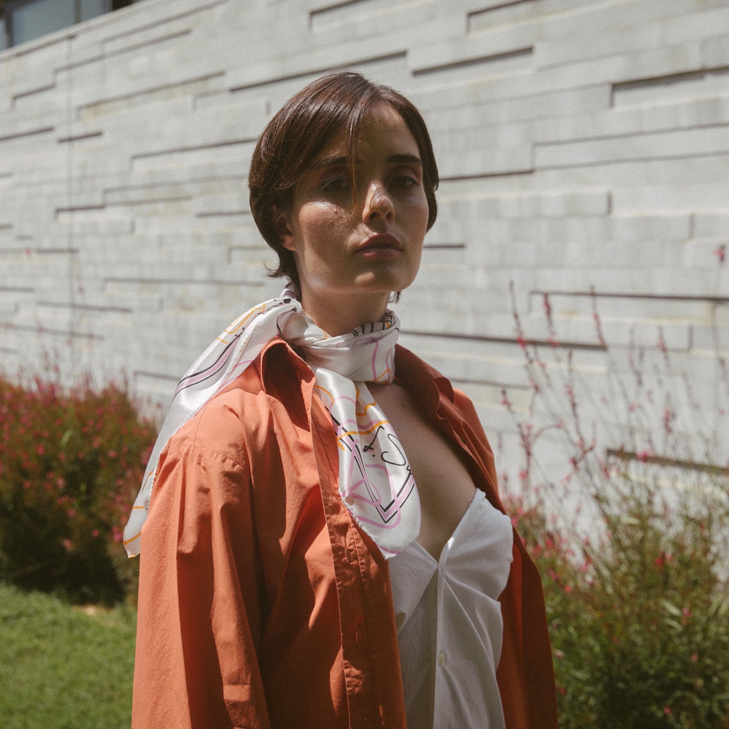 Pink Satin Silk Scarf