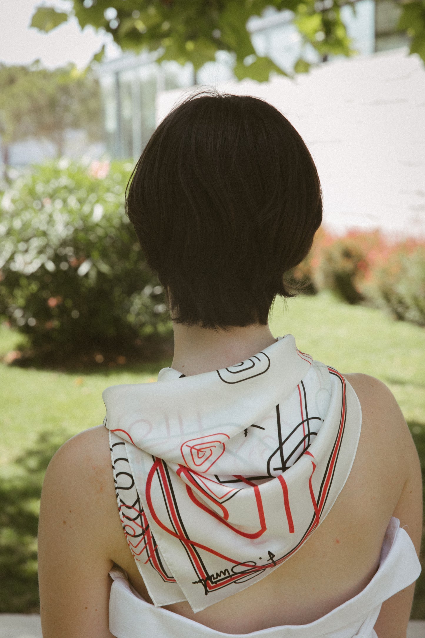 Red Satin Silk Scarf