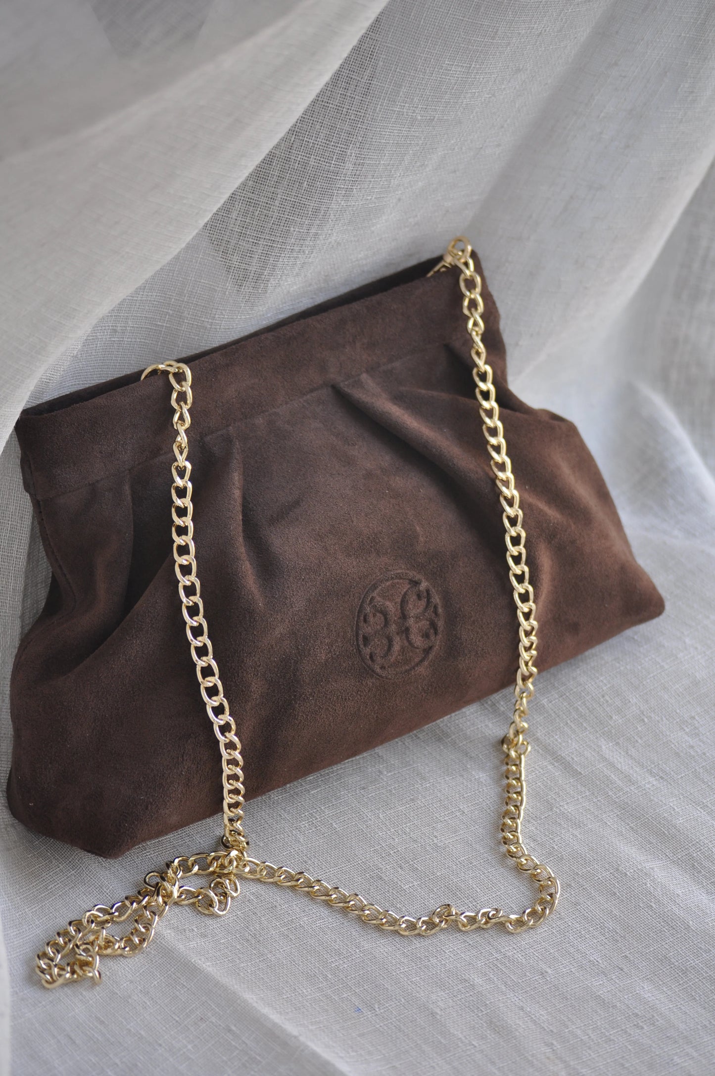 Kiss Mini Leather Pouch - Chocolate Suede