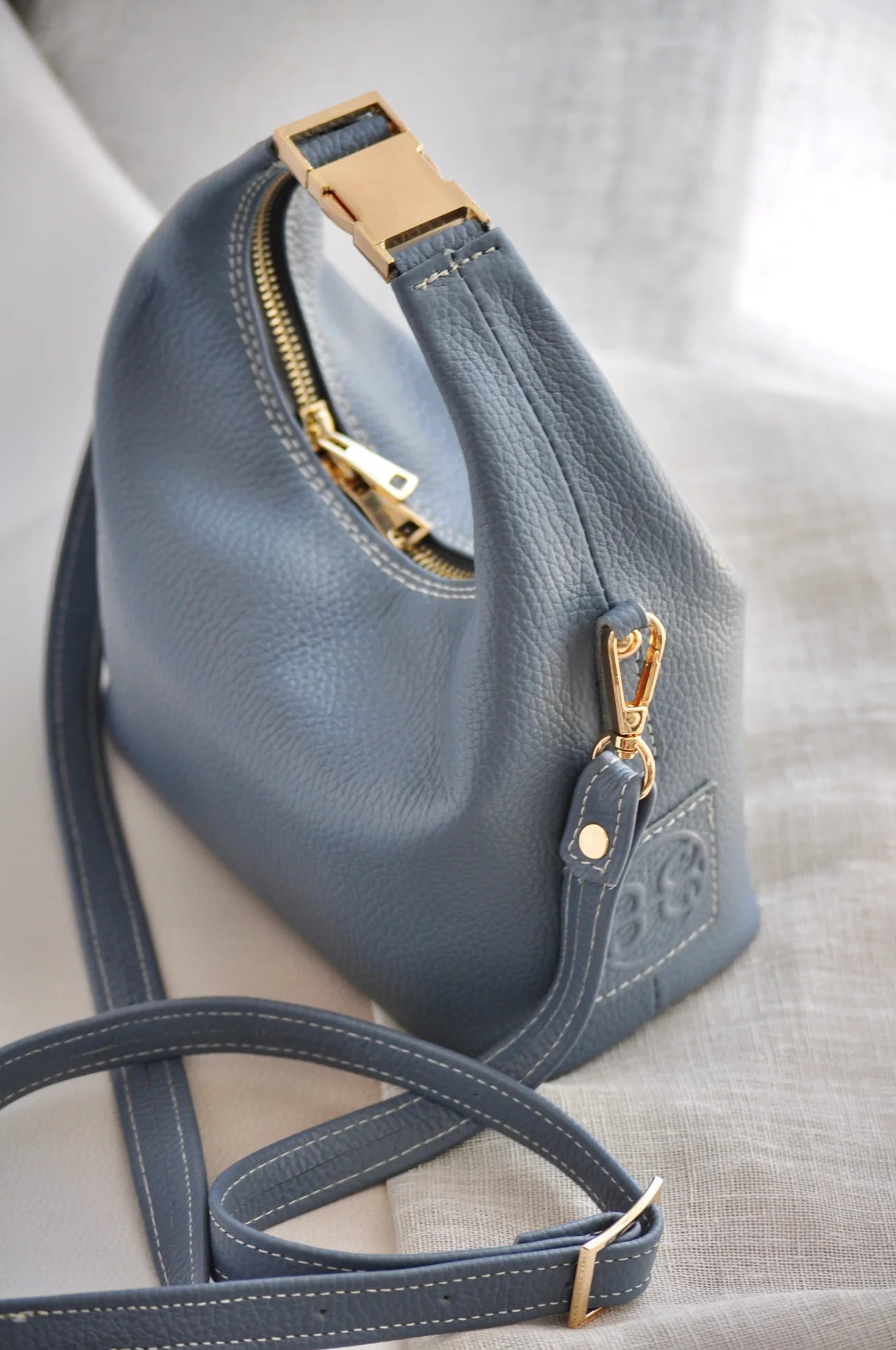 Maggie Leather Handbag - French Blue