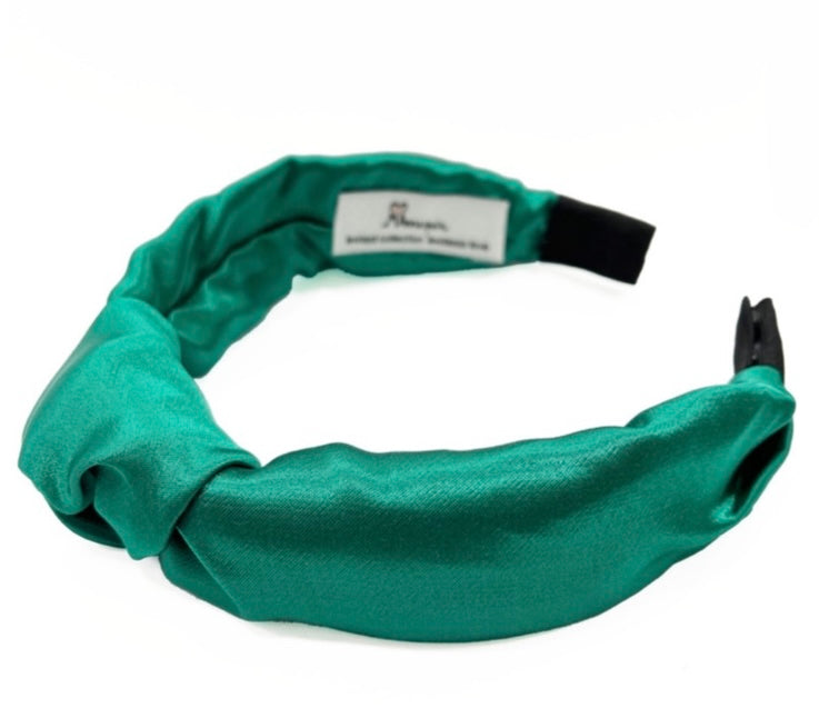 Satin Emerald Green Knot Headband