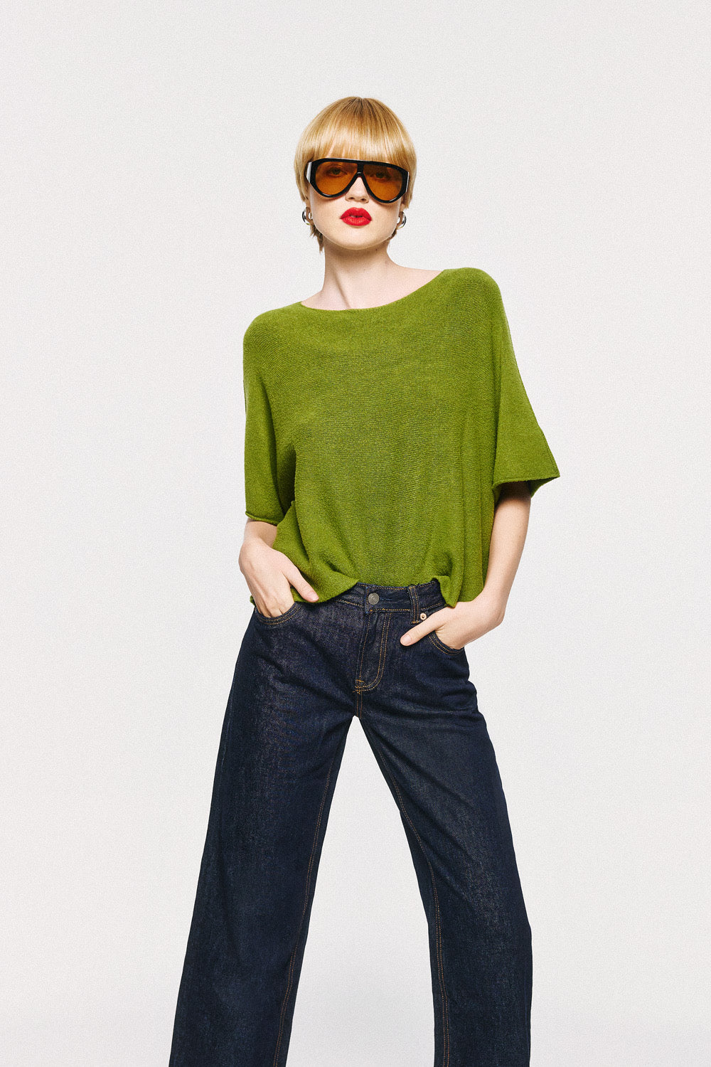 Soft Knitwear 3/4 Sleeve | Olive Green