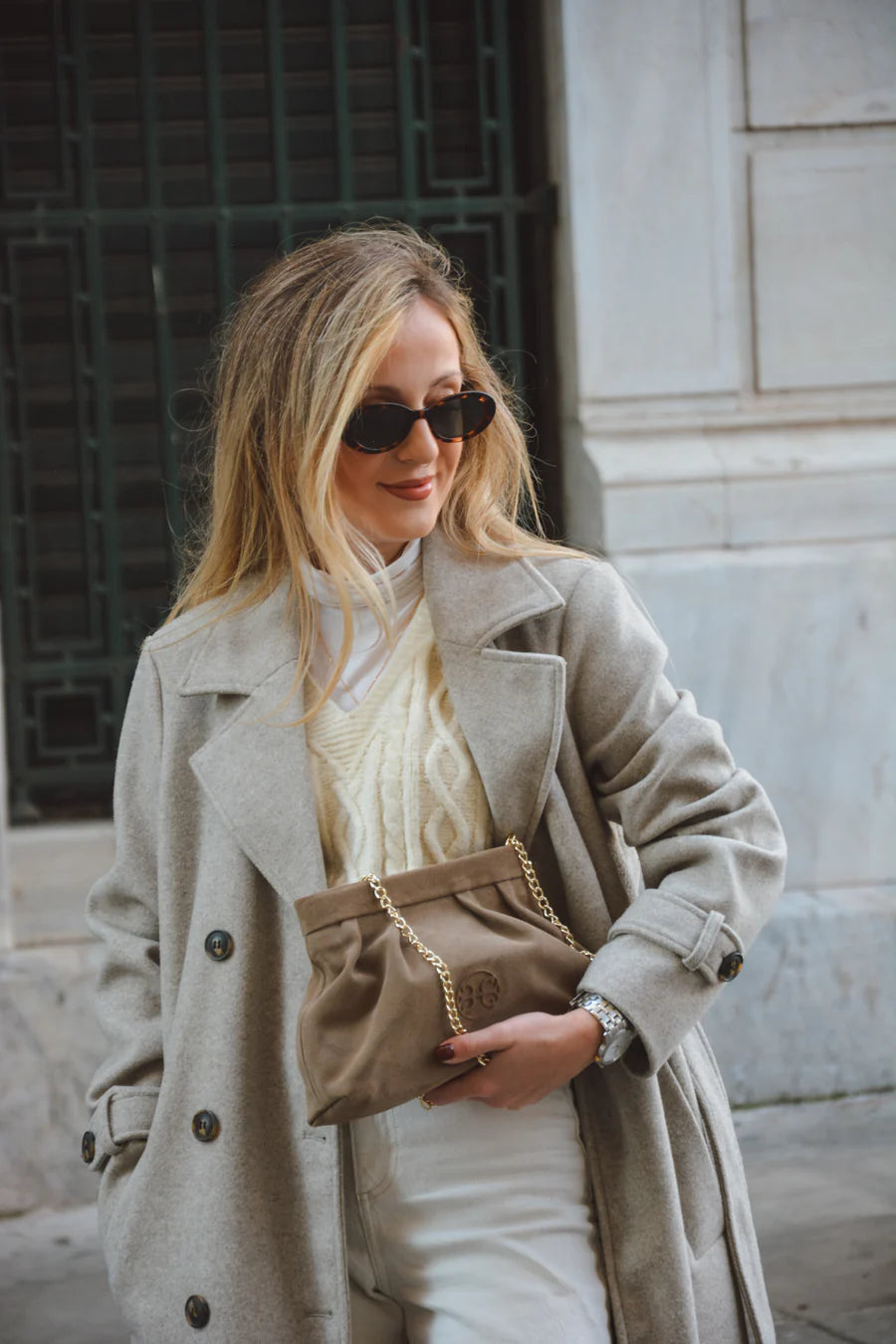 Kiss Mini Leather Pouch - Mocca Suede