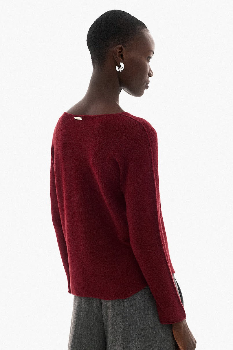Soft Knitwear O-Neck | Burgundy