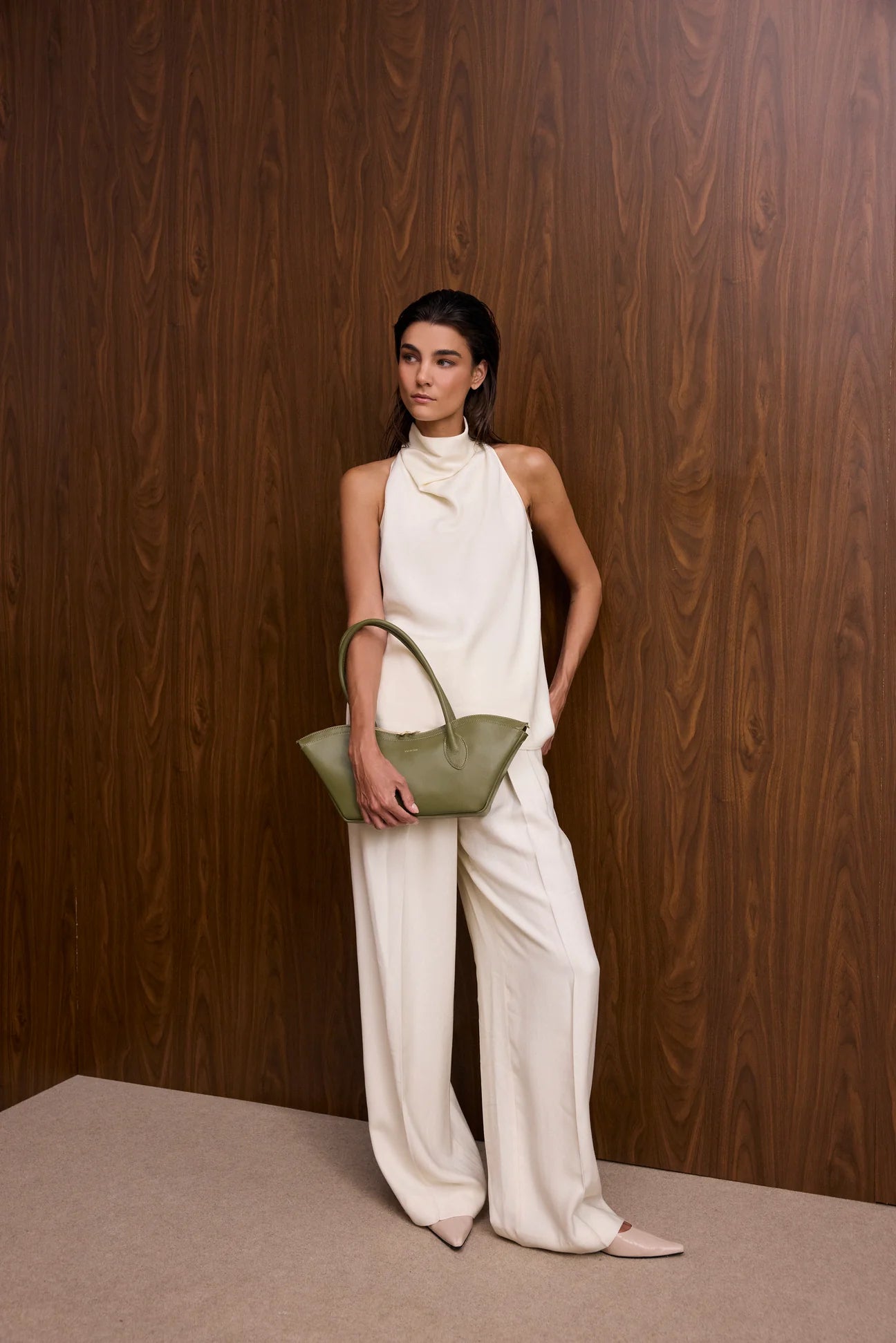 Bisou Small Leather Bag - Olive Green