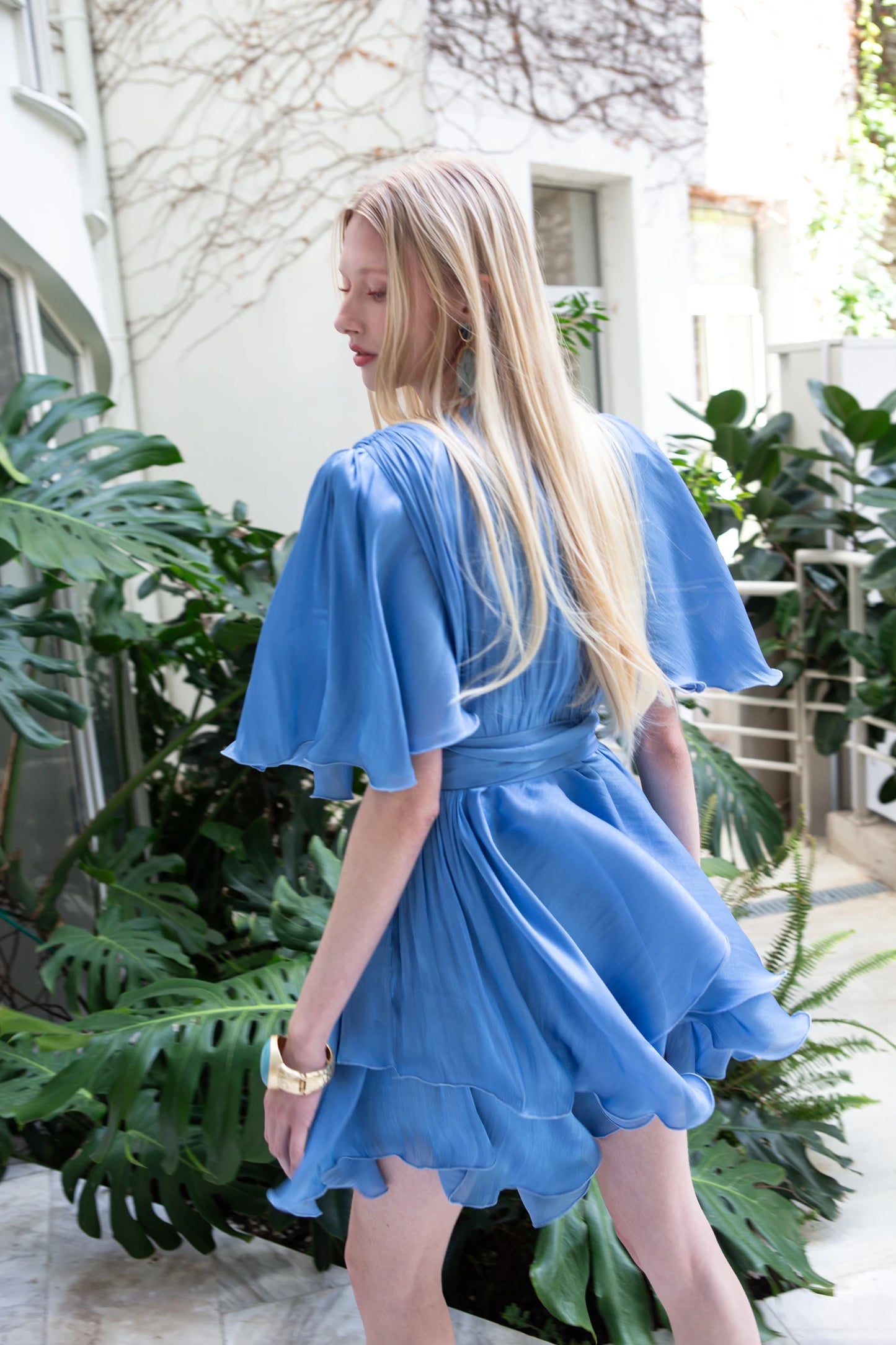 Sarah Mini Dress - Azure Blue