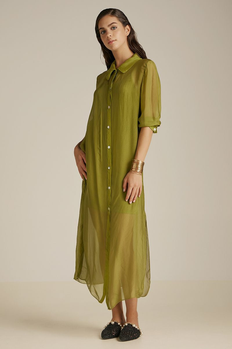 Aphrodite Long Shirt | Olive Green