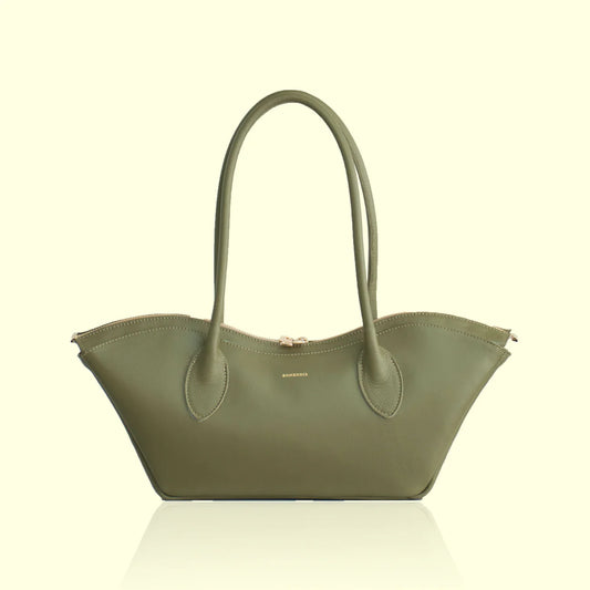 Bisou Small Leather Bag - Olive Green