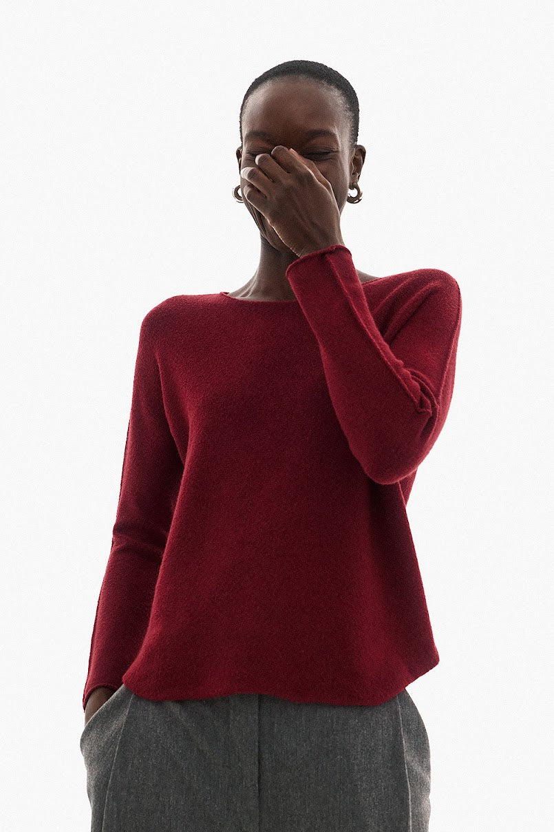 Soft Knitwear O-Neck | Burgundy