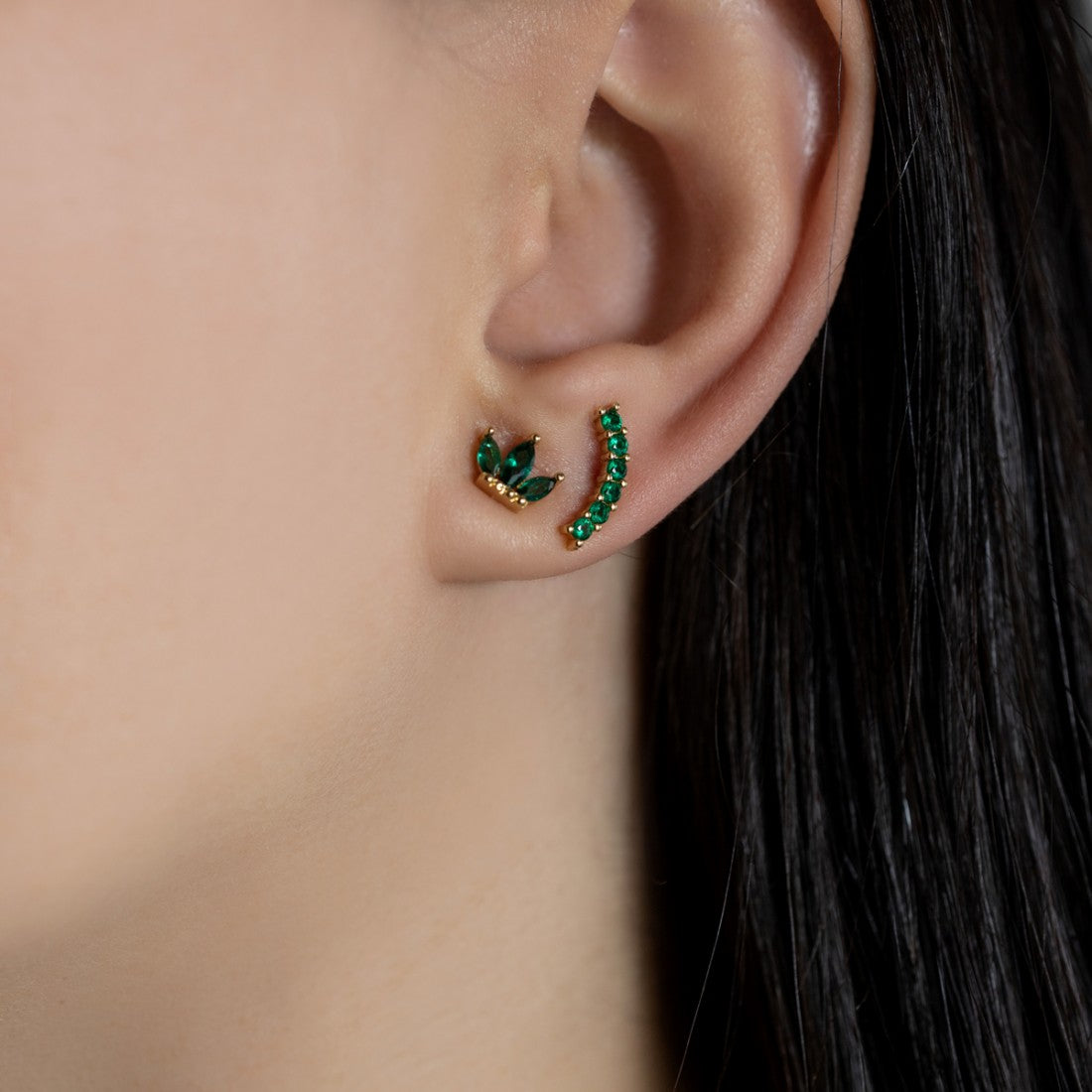 Smile Zircon Earrings- Green