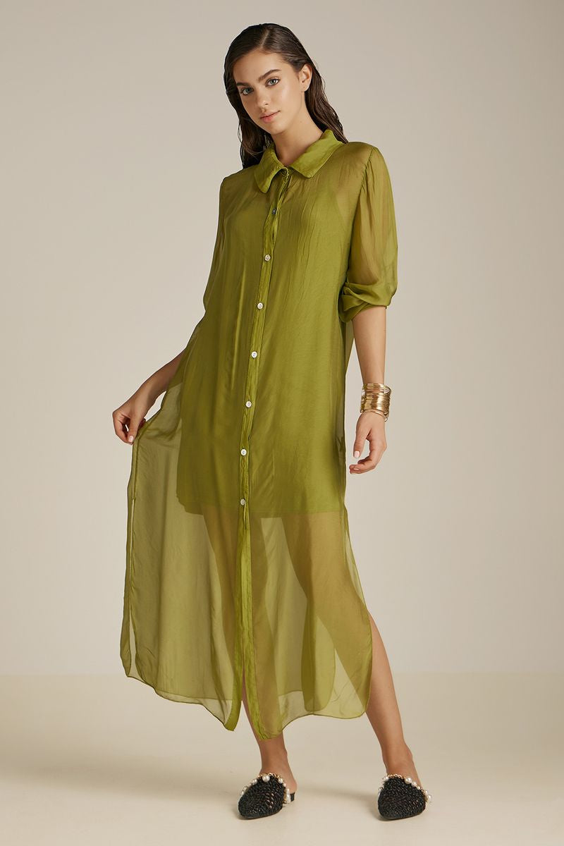 Aphrodite Long Shirt | Olive Green