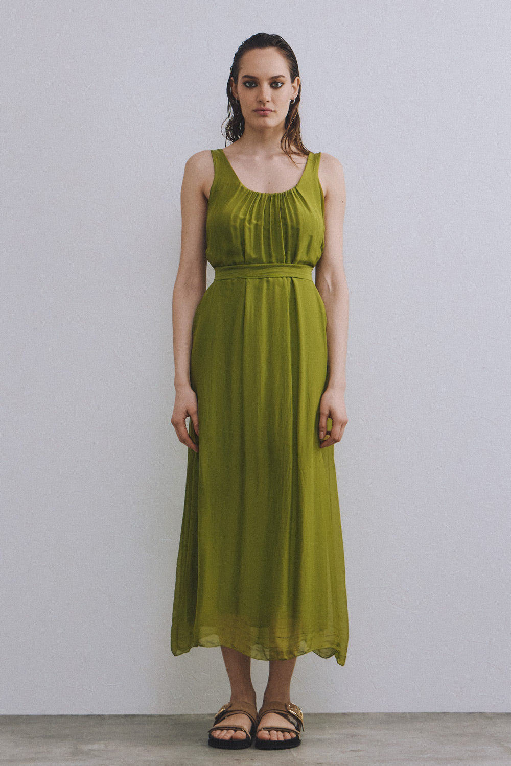 Hydra Long Dress | Olive Green