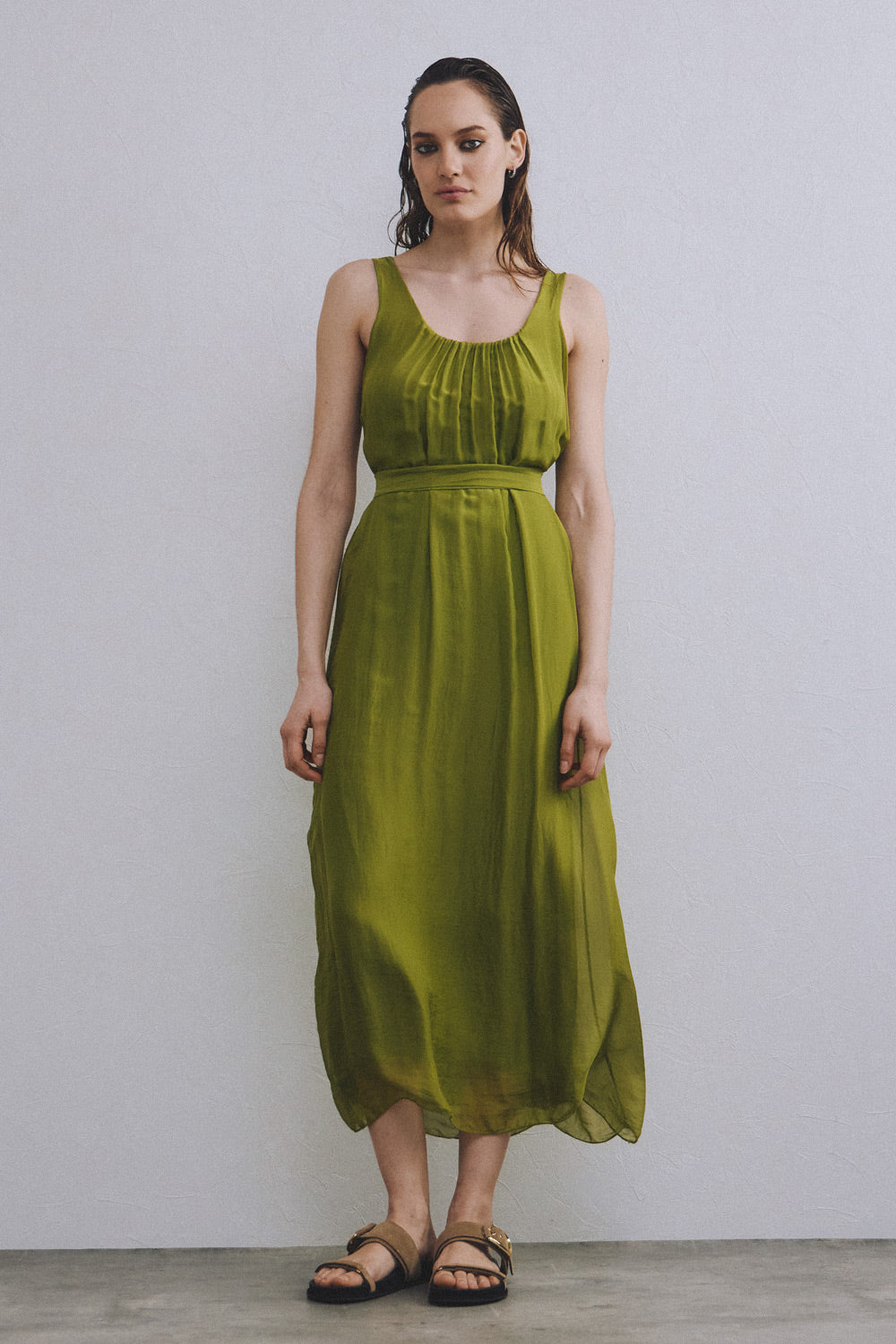 Hydra Long Dress | Olive Green